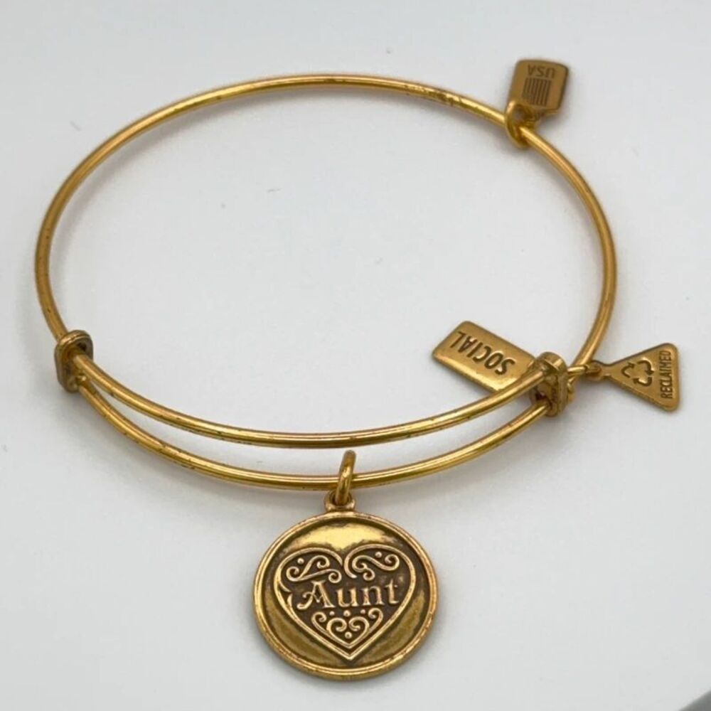 Alex & Ani “Aunt “ Gold Bangle Stackable Bracelet 2013 Release